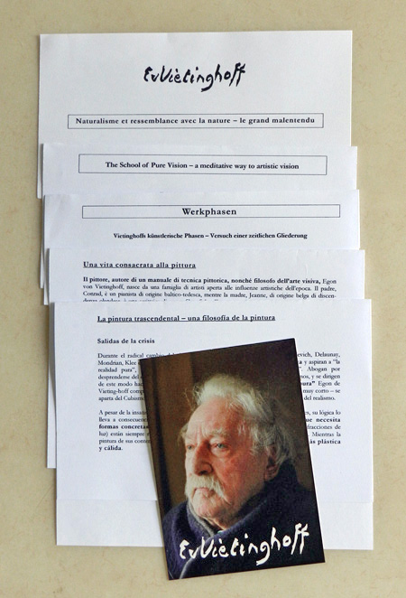 Texts of chapters in different languages and portrait postcard