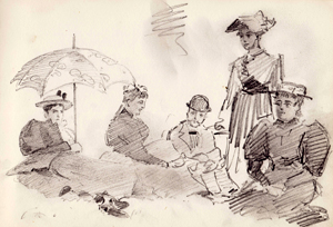 Country outing, drawing by Jeanne Bricou