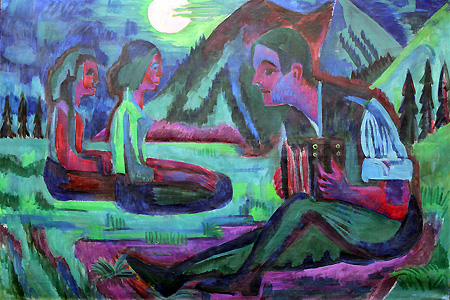Ernst Ludwig Kirchner, Joueur d'accordéon au claire de lune (1924), Städel,  Francfort-sur-le-Main