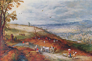 Jan Brueghel l'Ancien, Moulins à vent, 1611, Alte Pinakothek, Munich