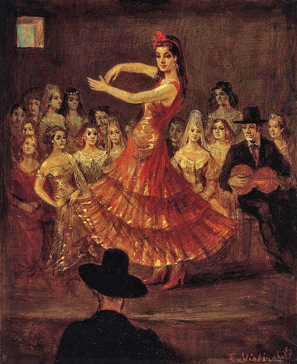 Danseuse de flamenco en robe rouge