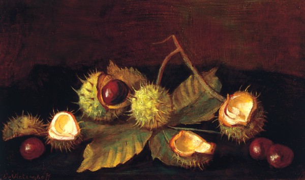Chestnuts with leaves