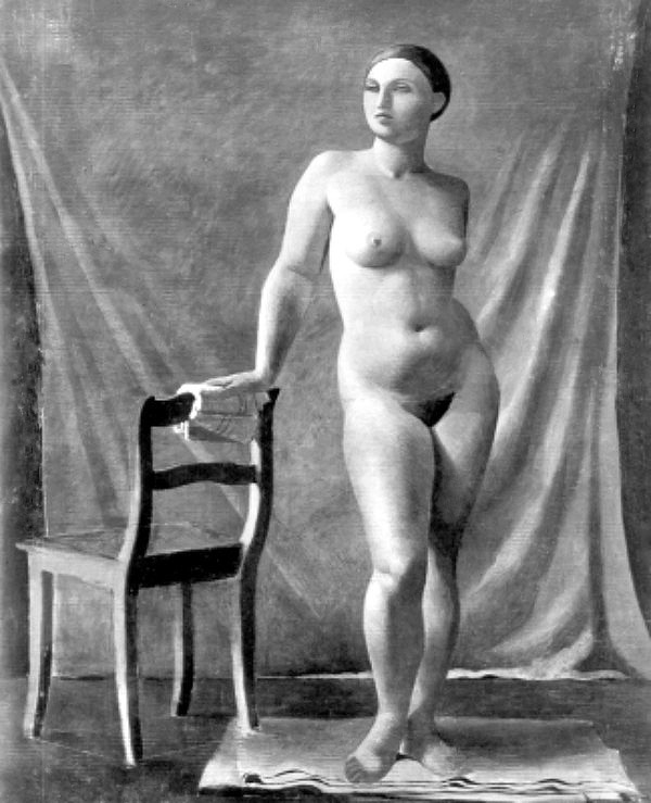 Female nude with chair