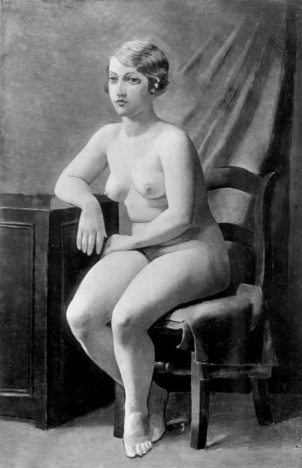 Sitting nude, propped up