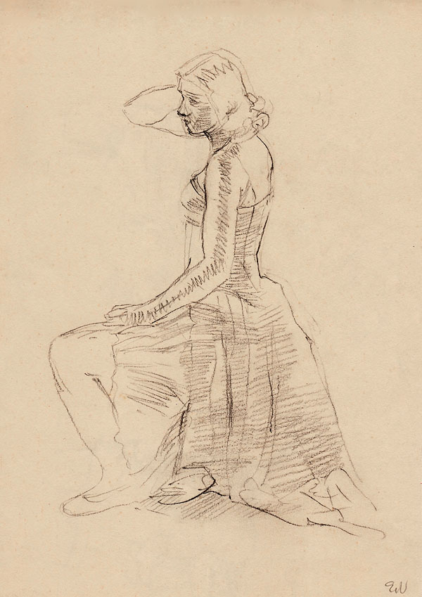 Dancer kneeling to the left