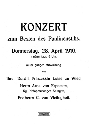 Wohltätigkeitskonzert im Hause Vietinghoff in Wiesbaden (1910)