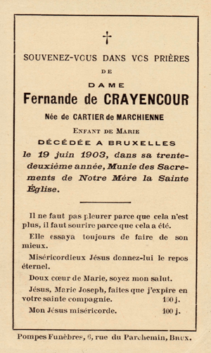 Fernandes Todesanzeige vom 19.6.1903