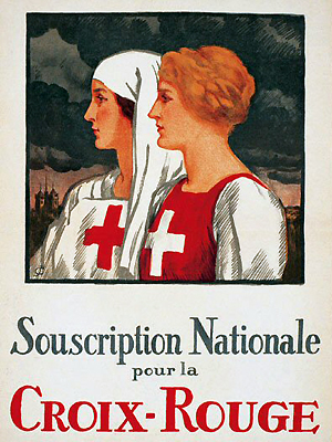 Spendenaufruf Rotes Kreuz (1917), Franz. Schweiz, Grafik J. Courvoisier, Rotes Kreuz Museum Genf