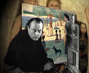 Massimo Campigli mit seinen Bildern