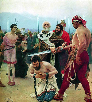Ilja Repin, Hlg Nikolaus rettet drei Unschuldige vom Tod (1888), Russische Museum, Sankt Petersburg