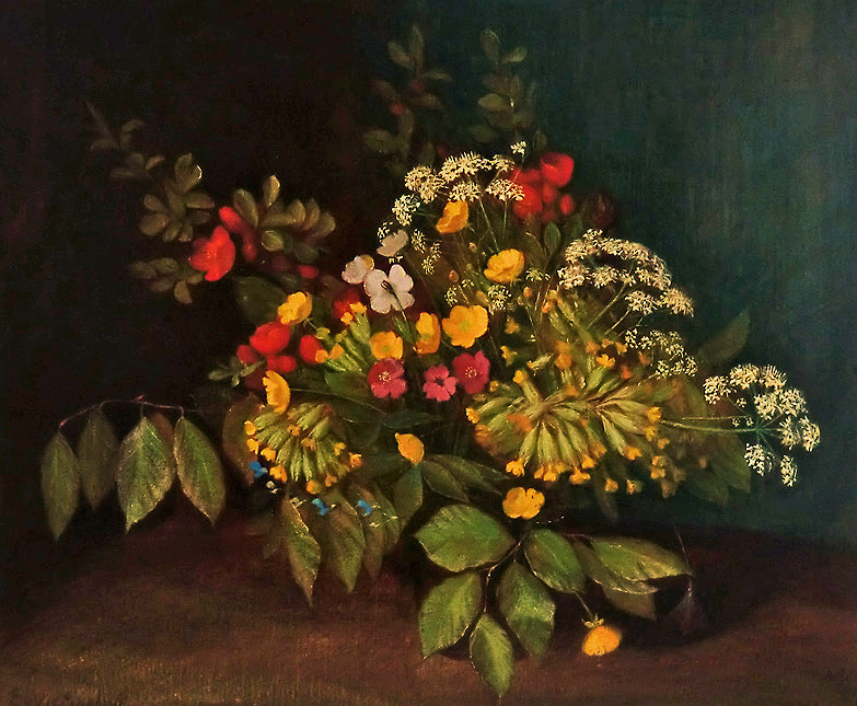 Schlüsselblumen, Hahnenfuss, Kerbel und Buchenblätter