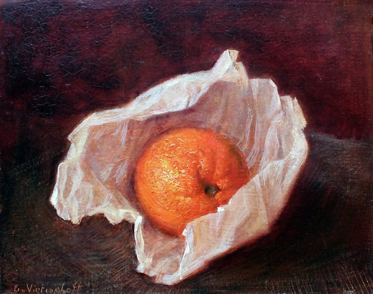 Orange in Seidenpapier