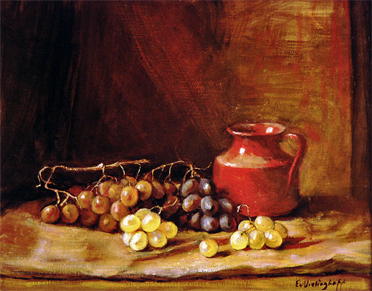 Roter Krug mit Trauben